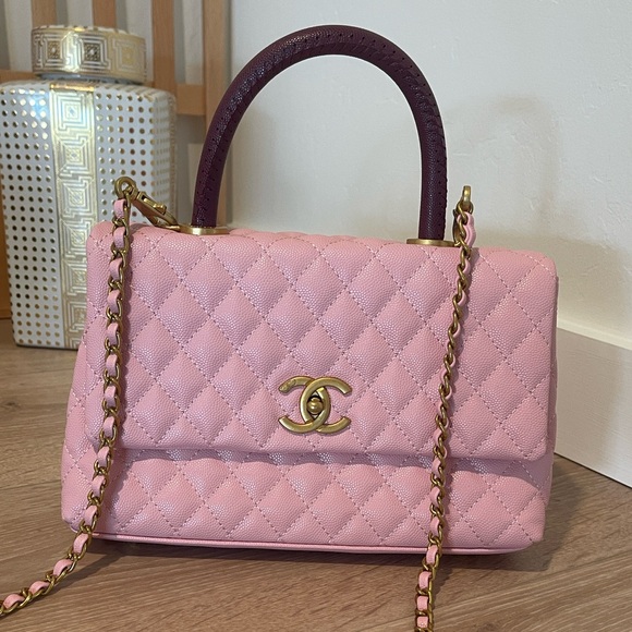 Saint Laurent Handbags - CHANEL Pink Quilted Shoulder Bag with Gold Logo